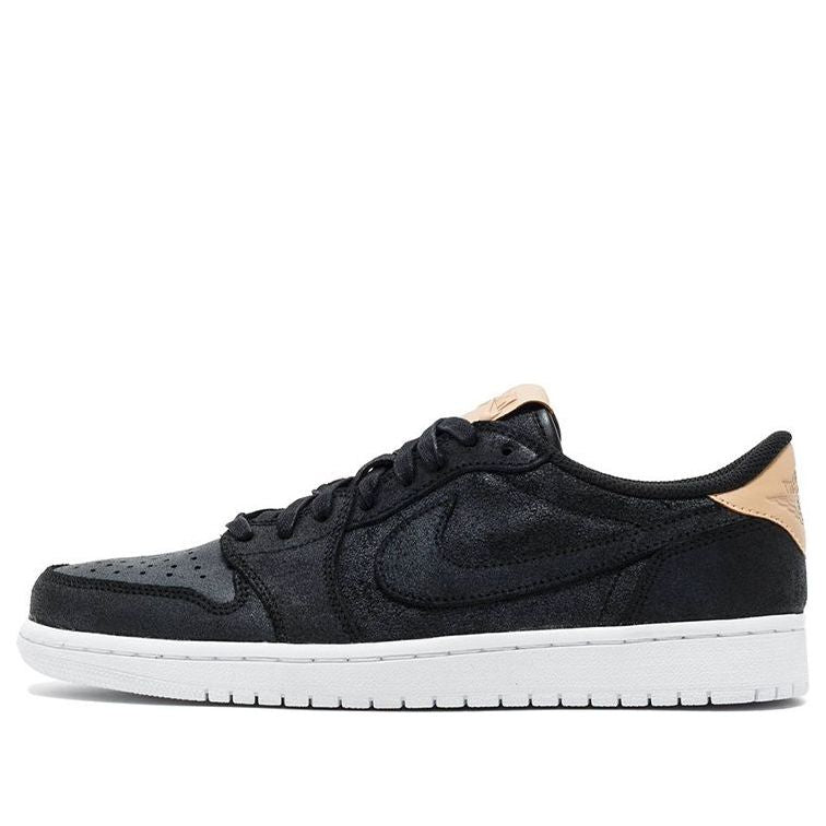 Air Jordan 1 Retro Low OG Premium 'Black Tan' 905136-010 Signature Shoe
