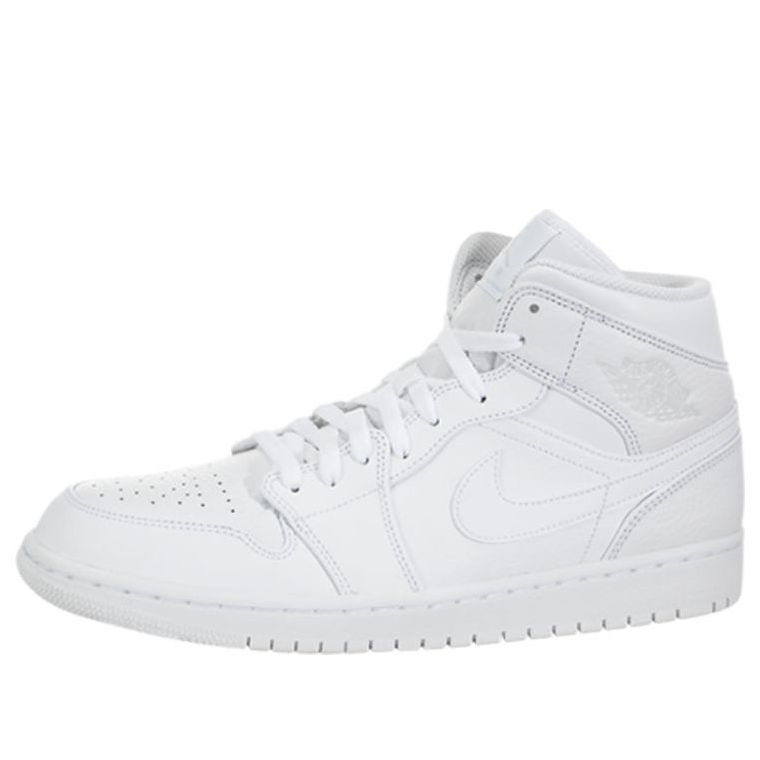 Air Jordan 1 Mid 'Triple White 2018' 554724-109 Classic Sneakers