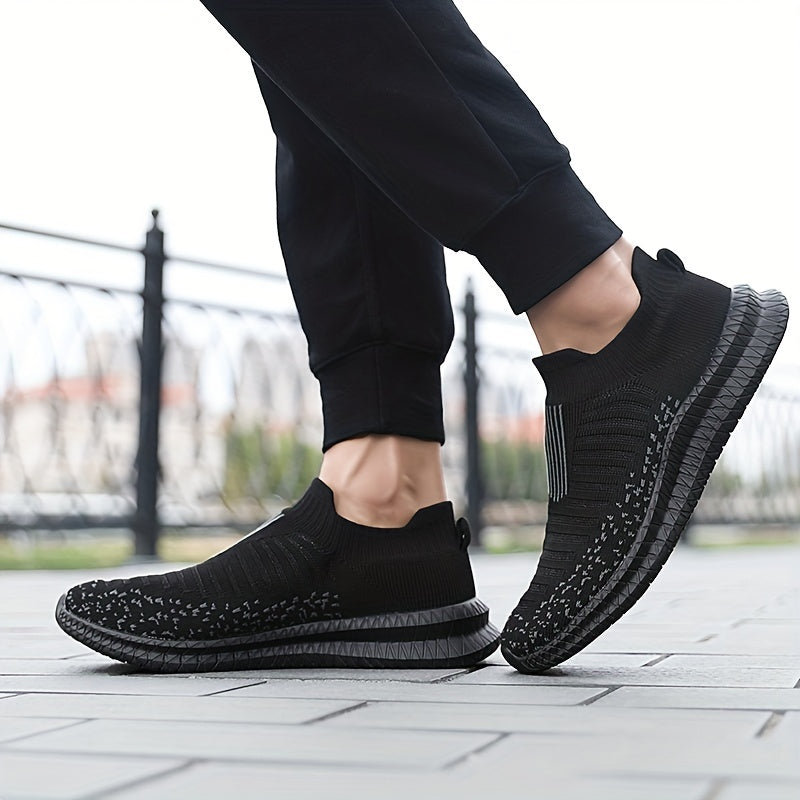 Men's Knit Lightweight Slip-On Casual Shoes - Outdoor Non-slip Soft Sole Sneakers