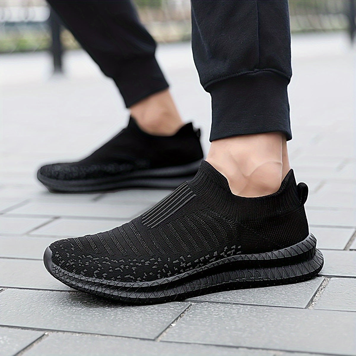 Men's Knit Lightweight Slip-On Casual Shoes - Outdoor Non-slip Soft Sole Sneakers